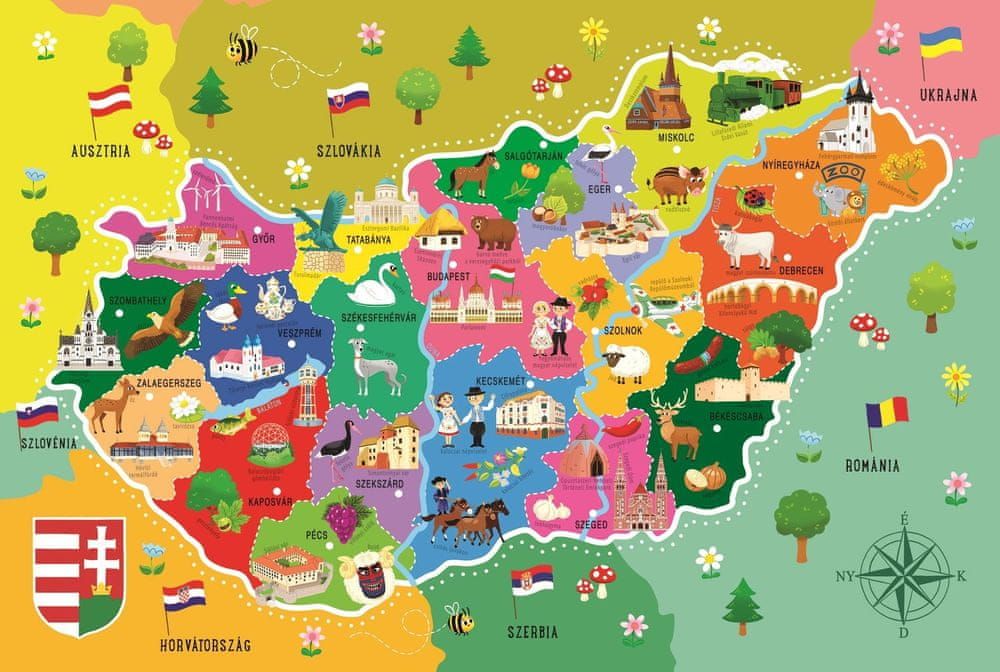 Trefl Puzzle Mapa Maďarska 44 dílků - obrázek 1