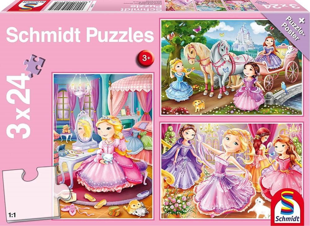 Schmidt Puzzle Pohádkové princezny 3x24 dílků - obrázek 1