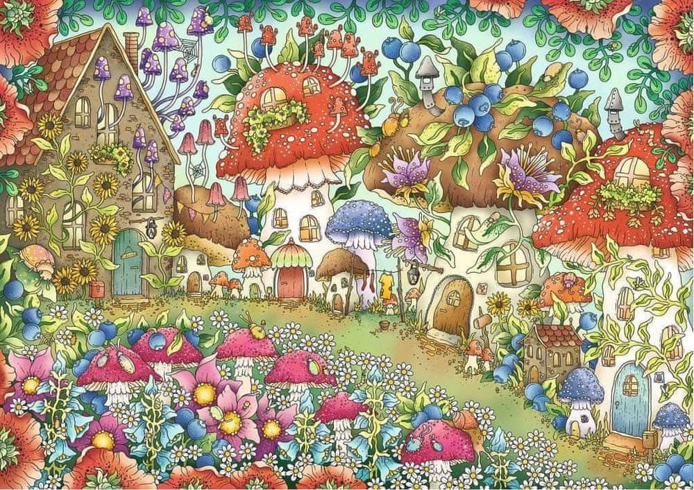 Ravensburger Puzzle Roztomilé houbové domečky na květinové louce 1000 dílků - obrázek 1