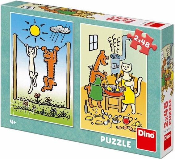 InnoVibe Puzzle 2v1 Pejsek a Kočička - 2 x 48 dílků - obrázek 1