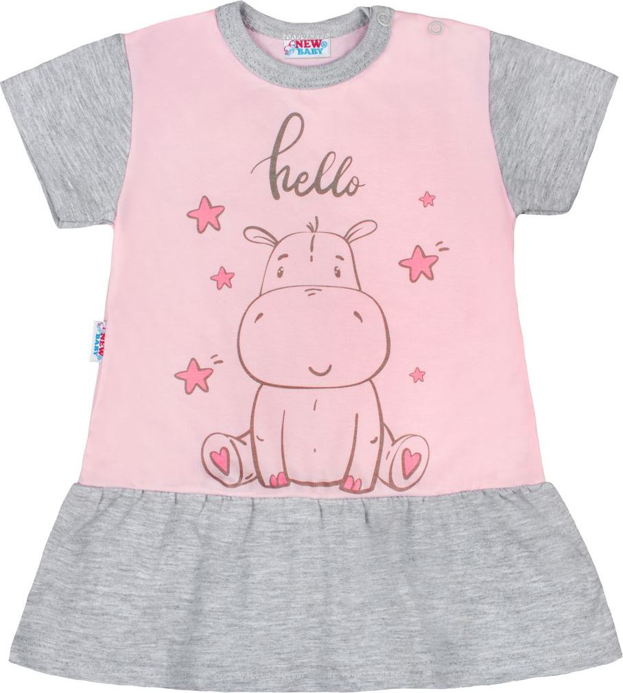 Letní noční košilka s kalhotkami New Baby Hello s hrošíkem růžovo-šedá&nbsp;-&nbsp;86 (12-18m) - obrázek 2
