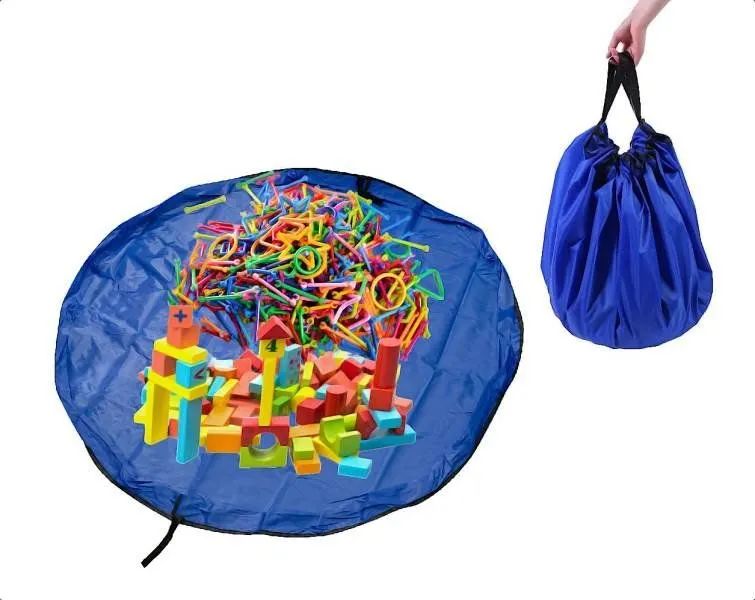 KIK Hrací deka vak na hračky 150 cm 2v1 modrá - obrázek 1