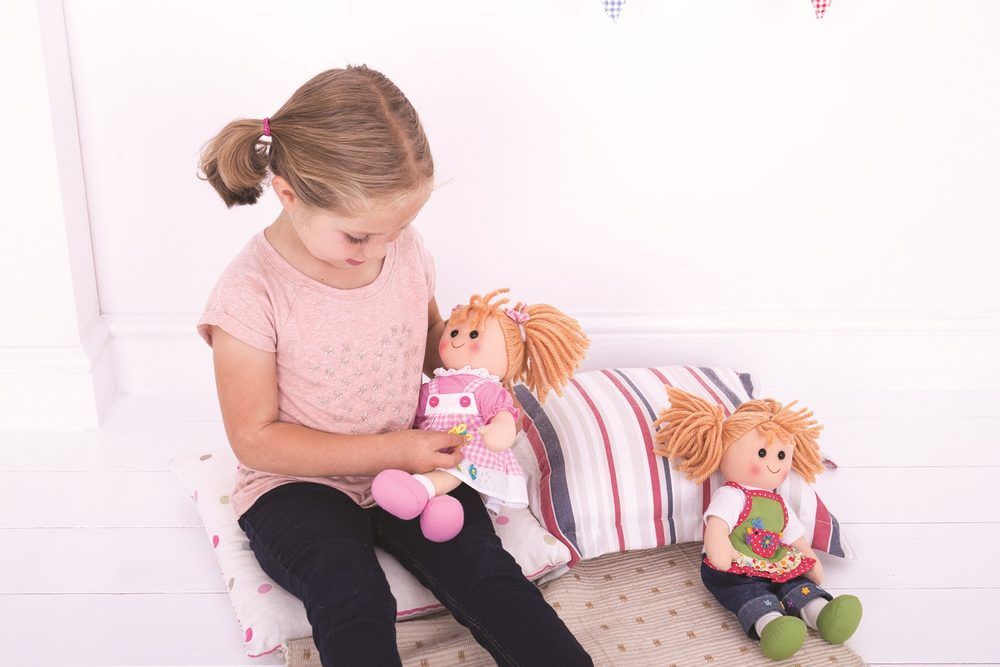 Bigjigs Toys Modré puntikované šaty s jelenem pro panenku 38 cm - obrázek 4