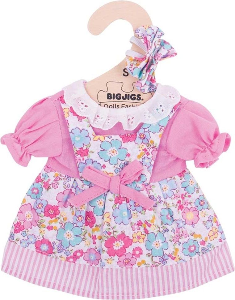 Bigjigs Toys Růžové květinové šaty pro panenku 28 cm - obrázek 1