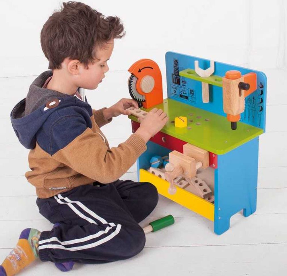 Bigjigs Toys Pracovní ponk modrý - obrázek 4