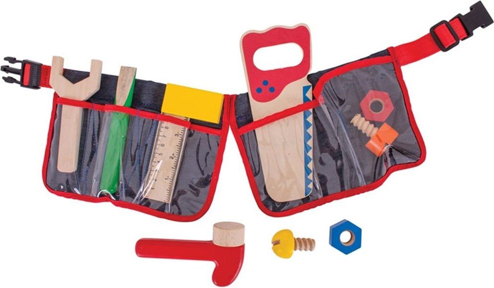 Bigjigs Toys Dřevěné nářadí na červeném opasku - obrázek 1