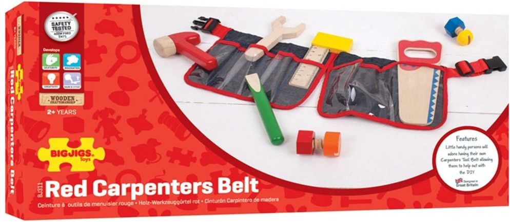 Bigjigs Toys Dřevěné nářadí na červeném opasku - obrázek 2