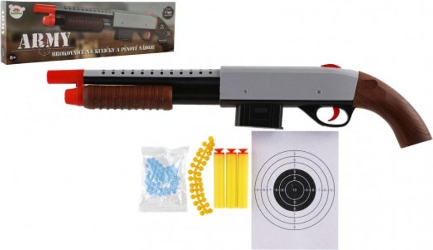 Teddies Brokovnice/puška 46cm plast + vodní kuličky 6mm,pěnové náboje, gumové kul. v krabici 49x14x4cm - obrázek 1