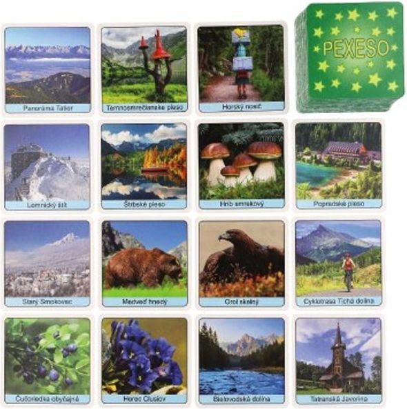 Hydrodata Pexeso Tatry papírové společenská hra 32 obrázkových dvojic v papírové krabičce 8x8cm - obrázek 3