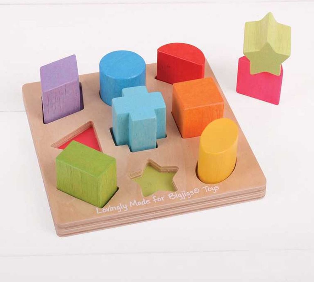 Bigjigs Toys Bigjigs Baby Dřevěné kostky tvary a barvy - obrázek 1