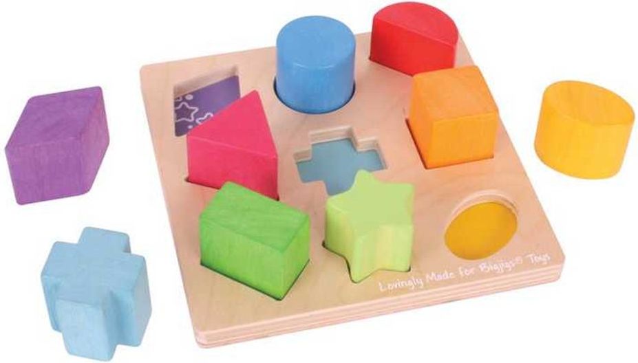 Bigjigs Toys Bigjigs Baby Dřevěné kostky tvary a barvy - obrázek 2