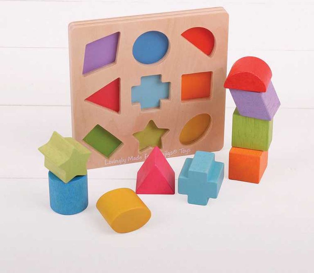 Bigjigs Toys Bigjigs Baby Dřevěné kostky tvary a barvy - obrázek 3