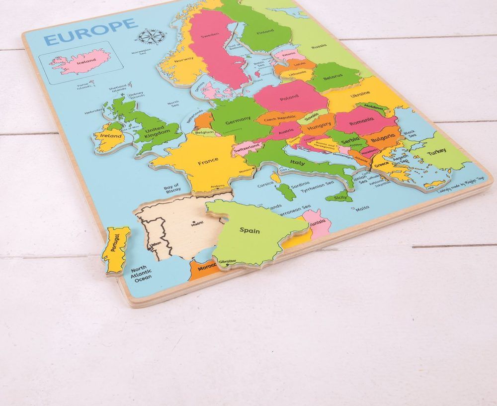 Bigjigs Toys Dřevěné puzzle mapa Evropy 25dílků - obrázek 2
