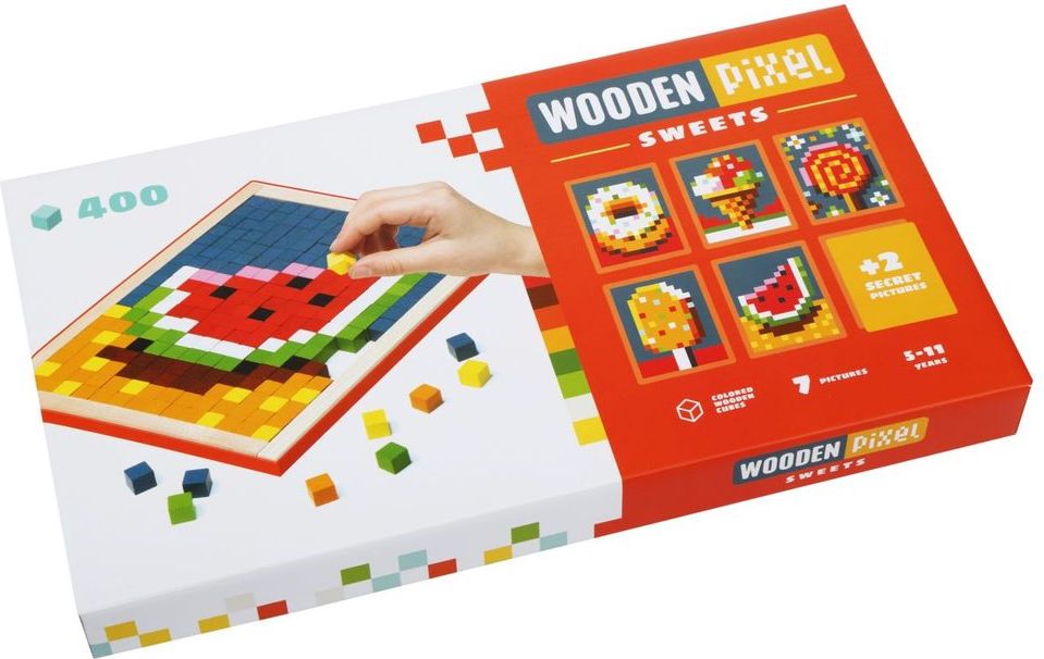 CUBIKA 14927 Pixel VI sladkosti - dřevěná mozaika 400 kostiček a 7 předloh - obrázek 1