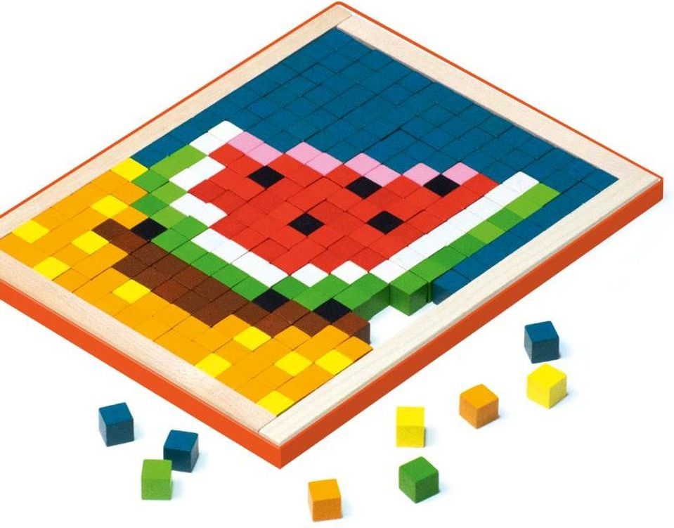 CUBIKA 14927 Pixel VI sladkosti - dřevěná mozaika 400 kostiček a 7 předloh - obrázek 2