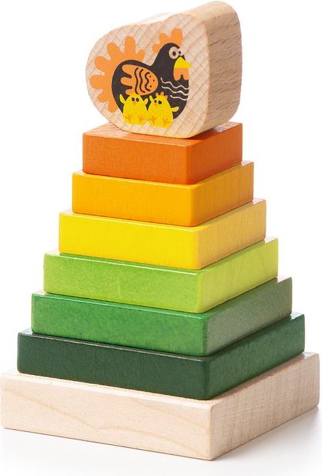 CUBIKA 15276 Barevná pyramida se slepičkou - dřevěná skládačka 8 dílů - obrázek 1