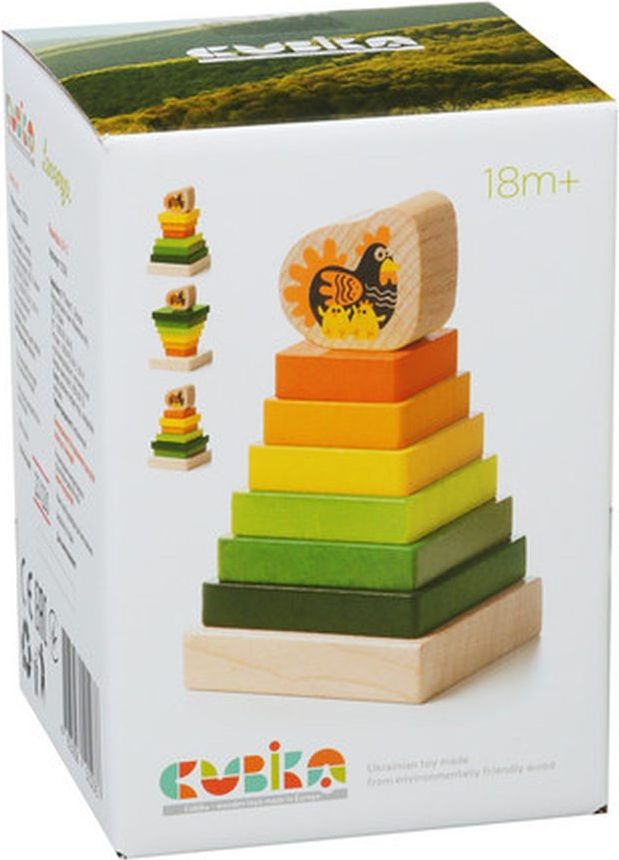 CUBIKA 15276 Barevná pyramida se slepičkou - dřevěná skládačka 8 dílů - obrázek 2