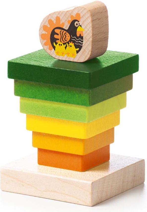CUBIKA 15276 Barevná pyramida se slepičkou - dřevěná skládačka 8 dílů - obrázek 3