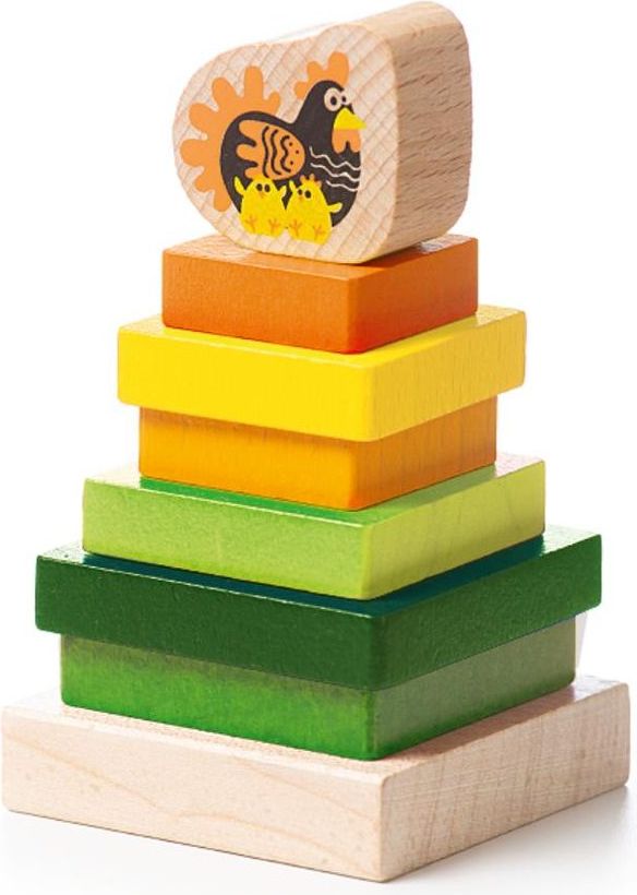 CUBIKA 15276 Barevná pyramida se slepičkou - dřevěná skládačka 8 dílů - obrázek 4