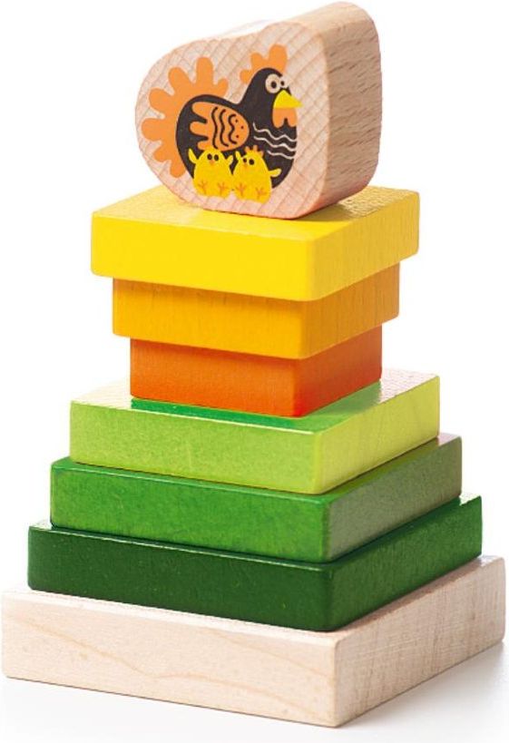 CUBIKA 15276 Barevná pyramida se slepičkou - dřevěná skládačka 8 dílů - obrázek 5