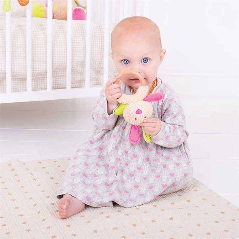 Bigjigs Toys Bigjigs Baby Chrastítko kroužek králíček Bella - obrázek 3