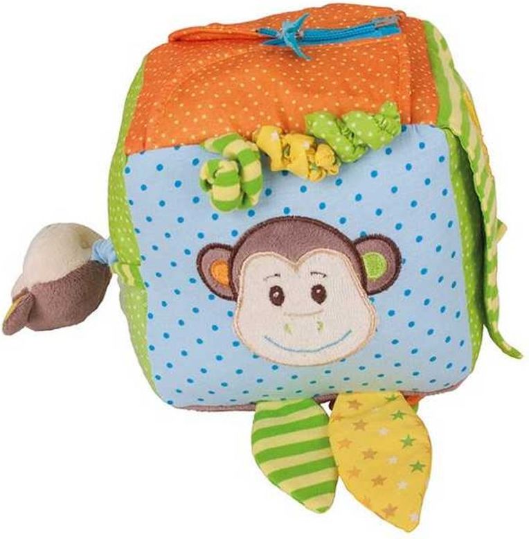 Bigjigs Toys Bigjigs Baby Textilní aktivní kostka opička Cheeky - obrázek 1