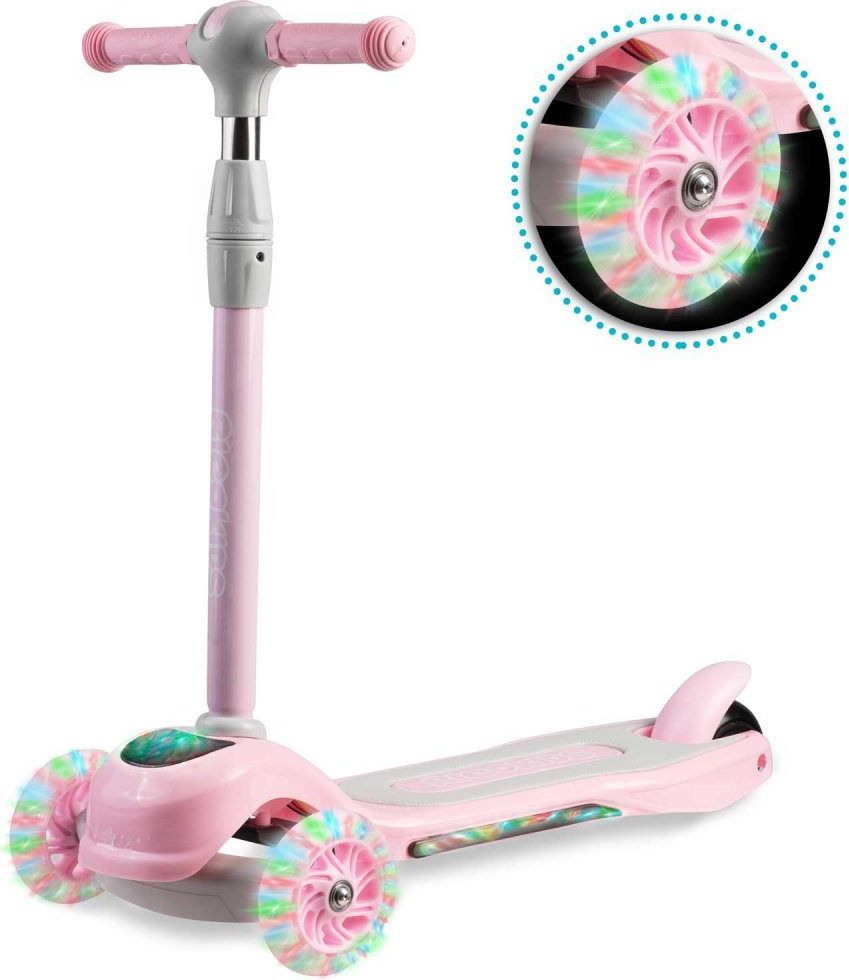 Ricokids Dětská tříkolová koloběžka Ricokids Piko LED růžová - obrázek 1