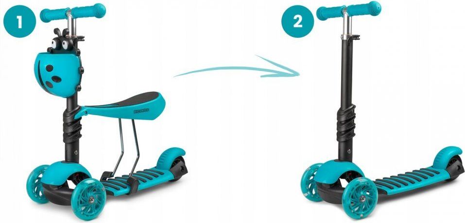 Ricokids Dětská tříkolová koloběžka Ricokids Buggy LED modrá beruška - obrázek 4