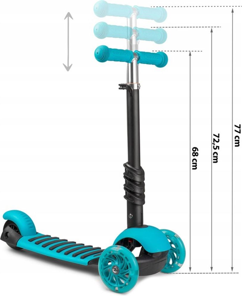 Ricokids Dětská tříkolová koloběžka Ricokids Buggy LED modrá beruška - obrázek 11