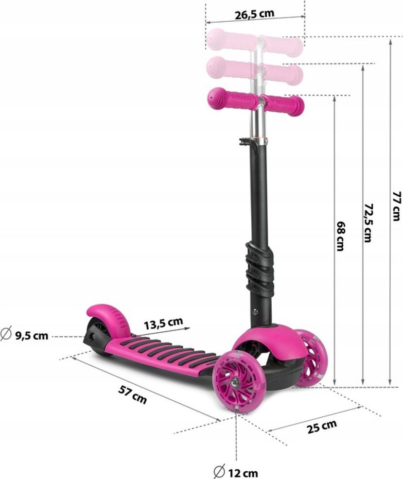 Ricokids Dětská tříkolová koloběžka Ricokids Buggy LED fialová beruška - obrázek 12