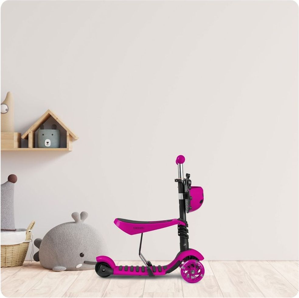 Ricokids Dětská tříkolová koloběžka Ricokids Buggy LED fialová beruška - obrázek 14