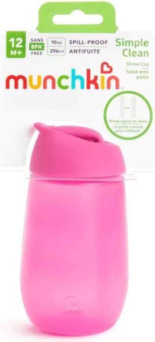 Munchkin - Hrneček s brčkem Simple Clean 296ml - růžový - obrázek 2