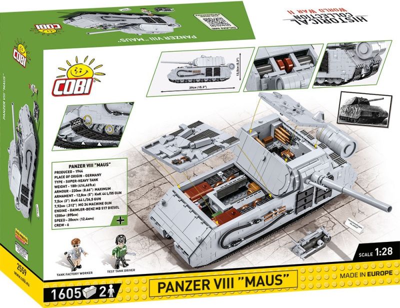 Cobi II WW Panzer VIII MAUS, 1605 k, 2 f - obrázek 3