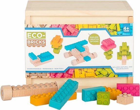 ECO-BRICKS Color dřevěná stavebnice 54 dílků - obrázek 1