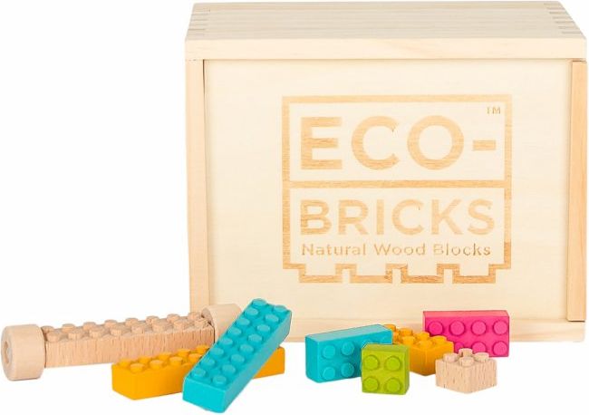 ECO-BRICKS Color dřevěná stavebnice 54 dílků - obrázek 2