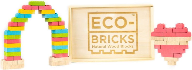 ECO-BRICKS Color dřevěná stavebnice 109 dílků - obrázek 2