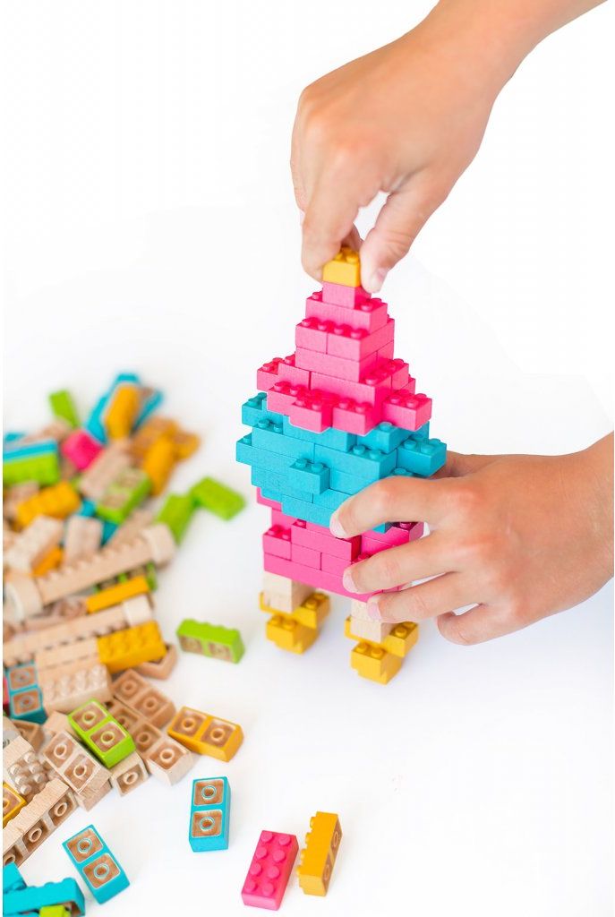 ECO-BRICKS Color dřevěná stavebnice 206 dílků - obrázek 2