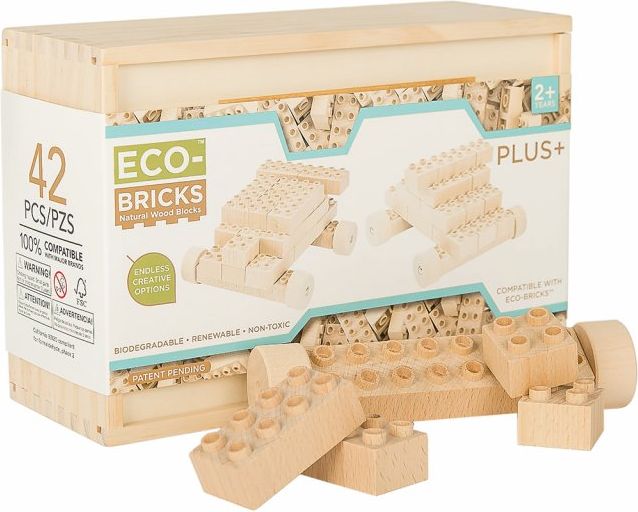 ECO-BRICKS Natural Plus dřevěná stavebnice 42 dílků - obrázek 1