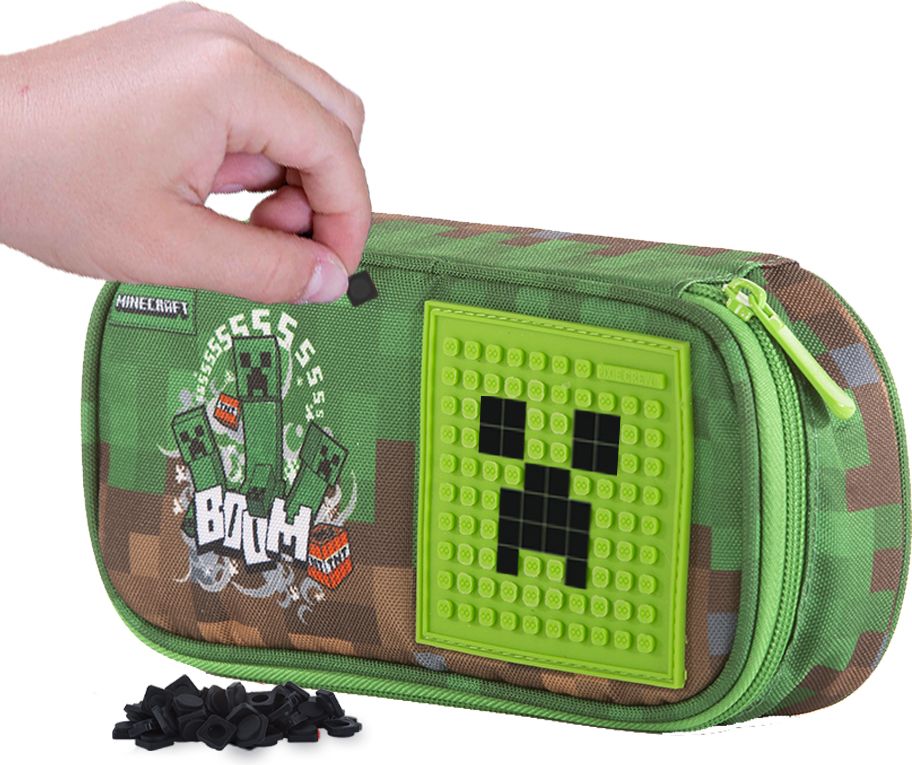 PIXIE CREW & MINECRAFT studentský penál zeleno-hnědý s malým panelem - obrázek 1