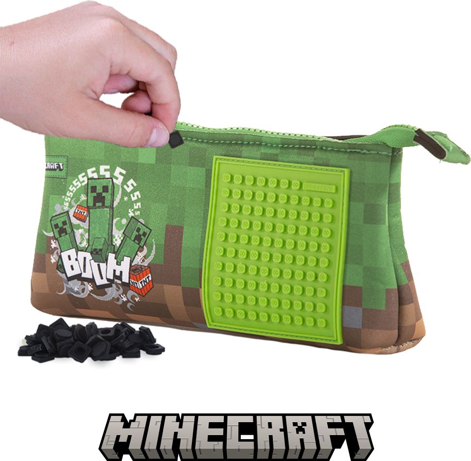 PIXIE CREW & MINECRAFT velké pouzdro zeleno-hnědé - obrázek 1