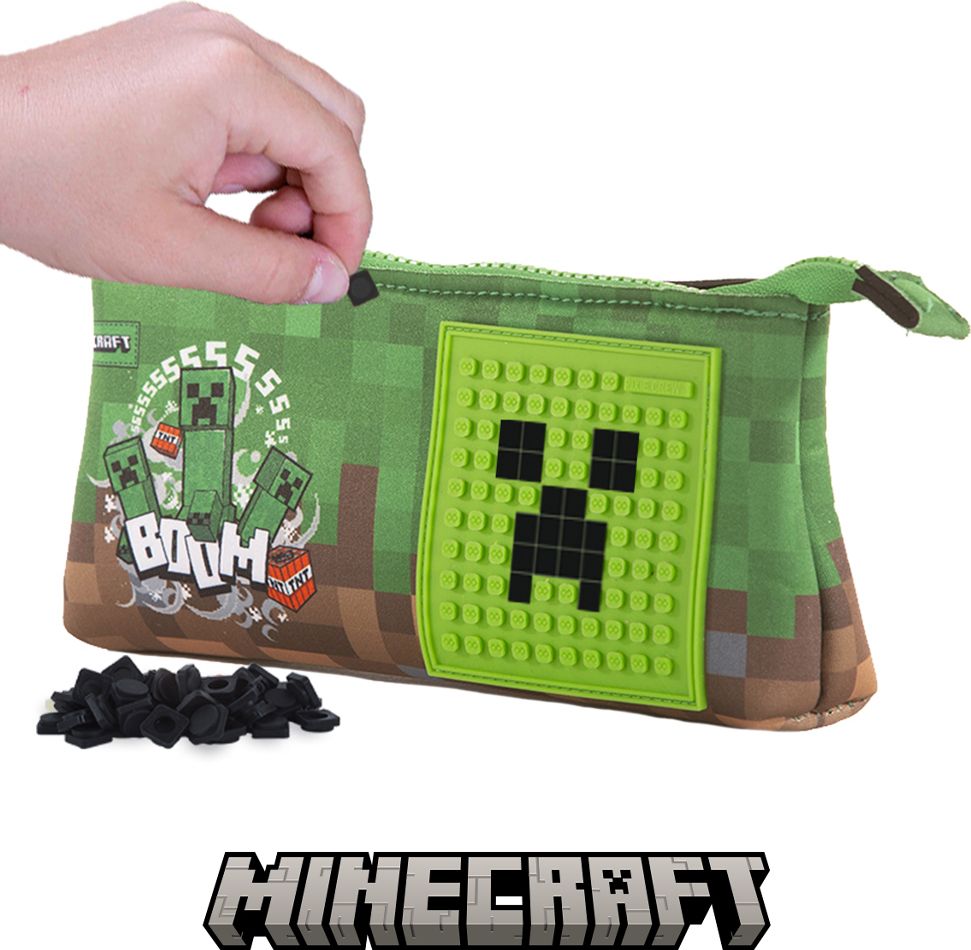 PIXIE CREW & MINECRAFT velké pouzdro zeleno-hnědé - obrázek 4