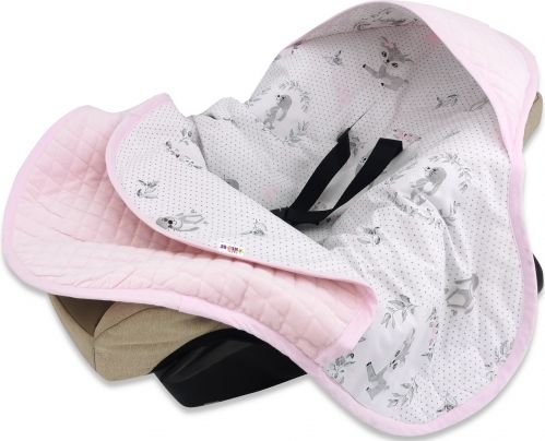 Baby Nellys  Zavinovací deka s kapucí, prošívaný Velvet, 77 x 93 cm, Koloušek - růžová - obrázek 1