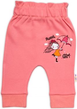 Baby Nellys Kojenecké tepláčky Sweet Girl, losos, meruňka - obrázek 1