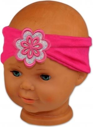 Baby Nellys Čelenka ® s květinkou a flitry - malinová, 80/92 - obrázek 1