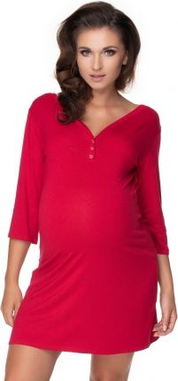 Be MaaMaa Těhotenská, kojící noční košile, 3/4 rukáv - bordo, vel. L/XL - obrázek 1