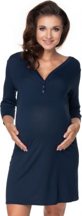 Be MaaMaa Těhotenská, kojící noční košile, 3/4 rukáv - granát, vel. L/XL - obrázek 1
