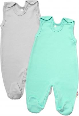 Baby Nellys Sada 2 bavlněných dupaček Basic Pastel, mátová/šedá - obrázek 1