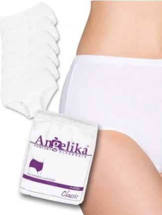 Bavlněné kalhotky Angelika s vysokým pasem, 6ks v balení, bílé, vel. M - obrázek 1