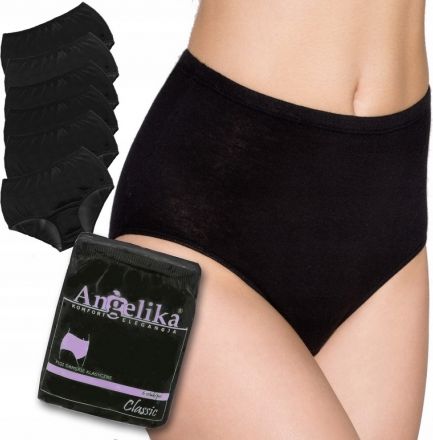 Bavlněné kalhotky Angelika s vysokým pasem, 6ks v balení, černé, vel. XXL - obrázek 1