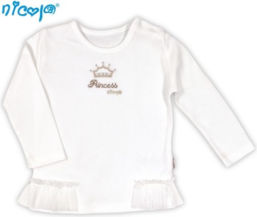 BIO kojenecké bavlněné tričko NICOL PRINCEZNA - dlouhý rukáv, vel. 56 - obrázek 1